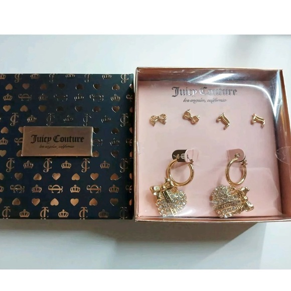 NWT NIB Juicy Couture Costume Jewelry 3 Pairs Of earrings - Picture 4 of 5